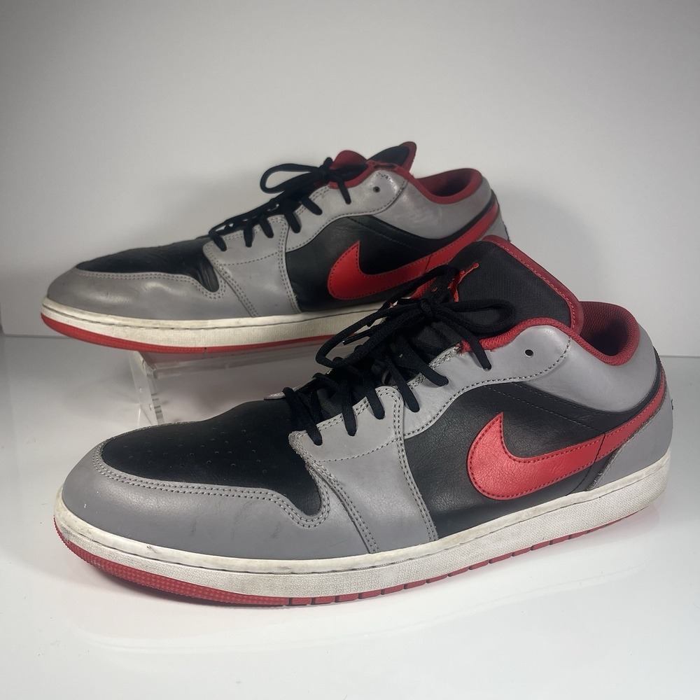 Nike Air Jordan 1 Low "Black/Cement Gray/Fire Red" 553558-060 Mens New Size 17